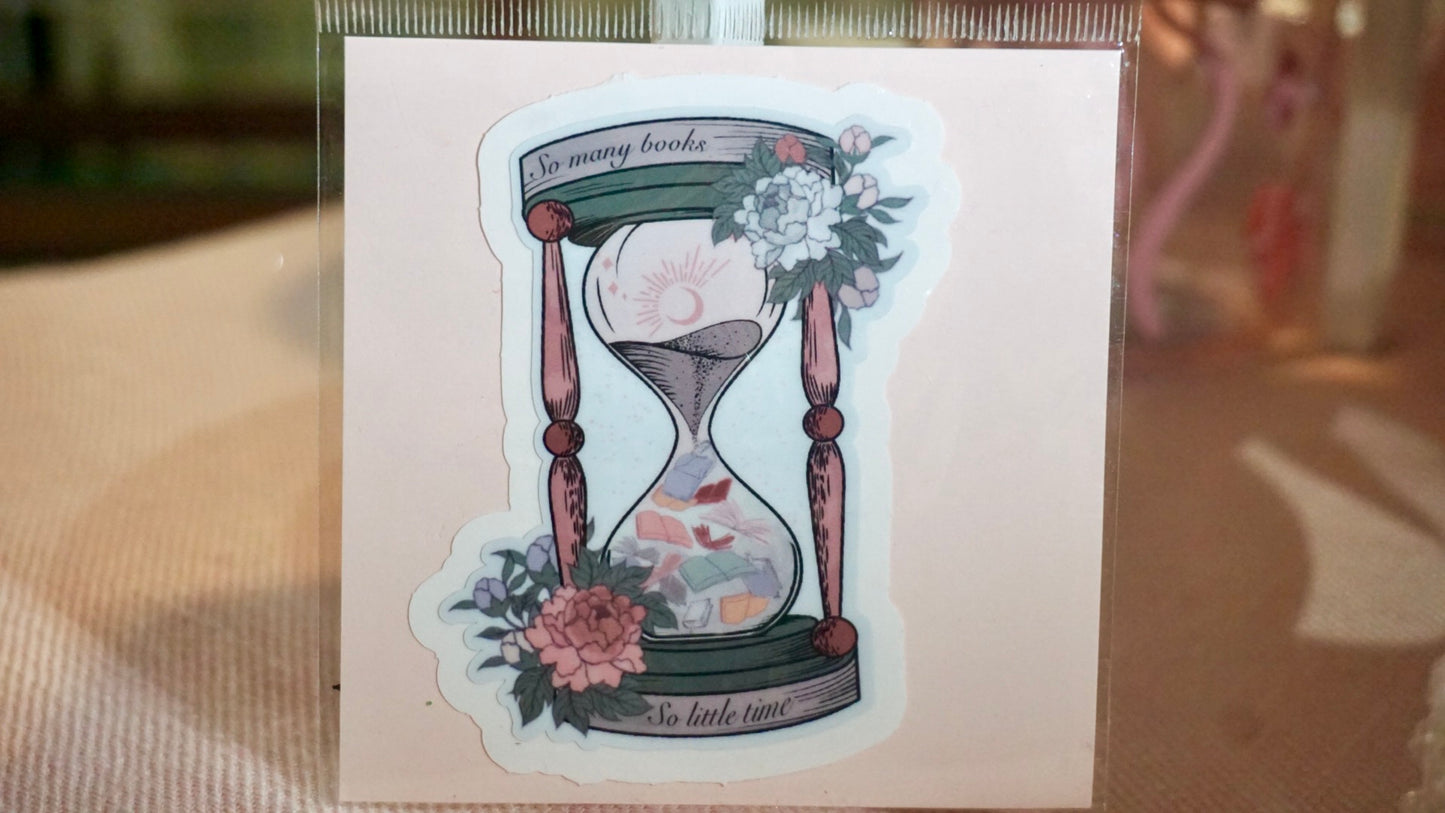 Books Hourglass Sticker - So many books, So little time