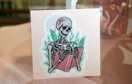 Skeleton Reading Sticker