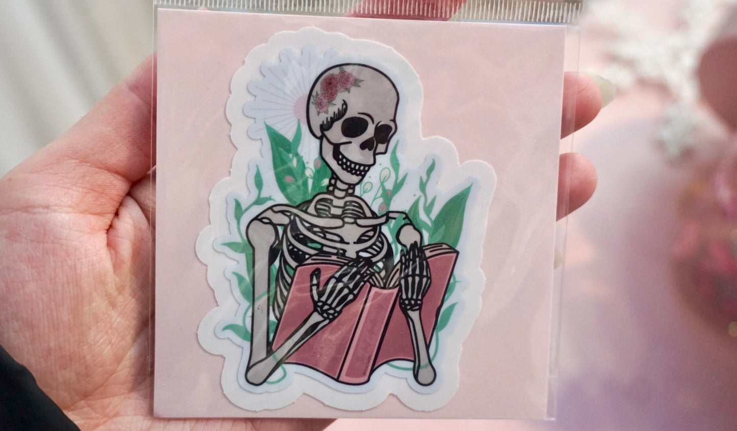 Skeleton Reading Sticker